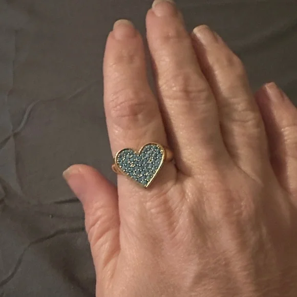 Park Lane Gold Heart Ring with Turquoise Accents - Picture 2 of 3